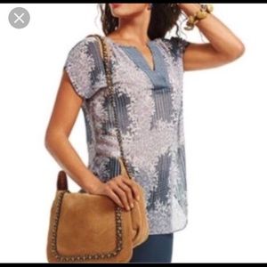 CAbi sheer top small gray blue